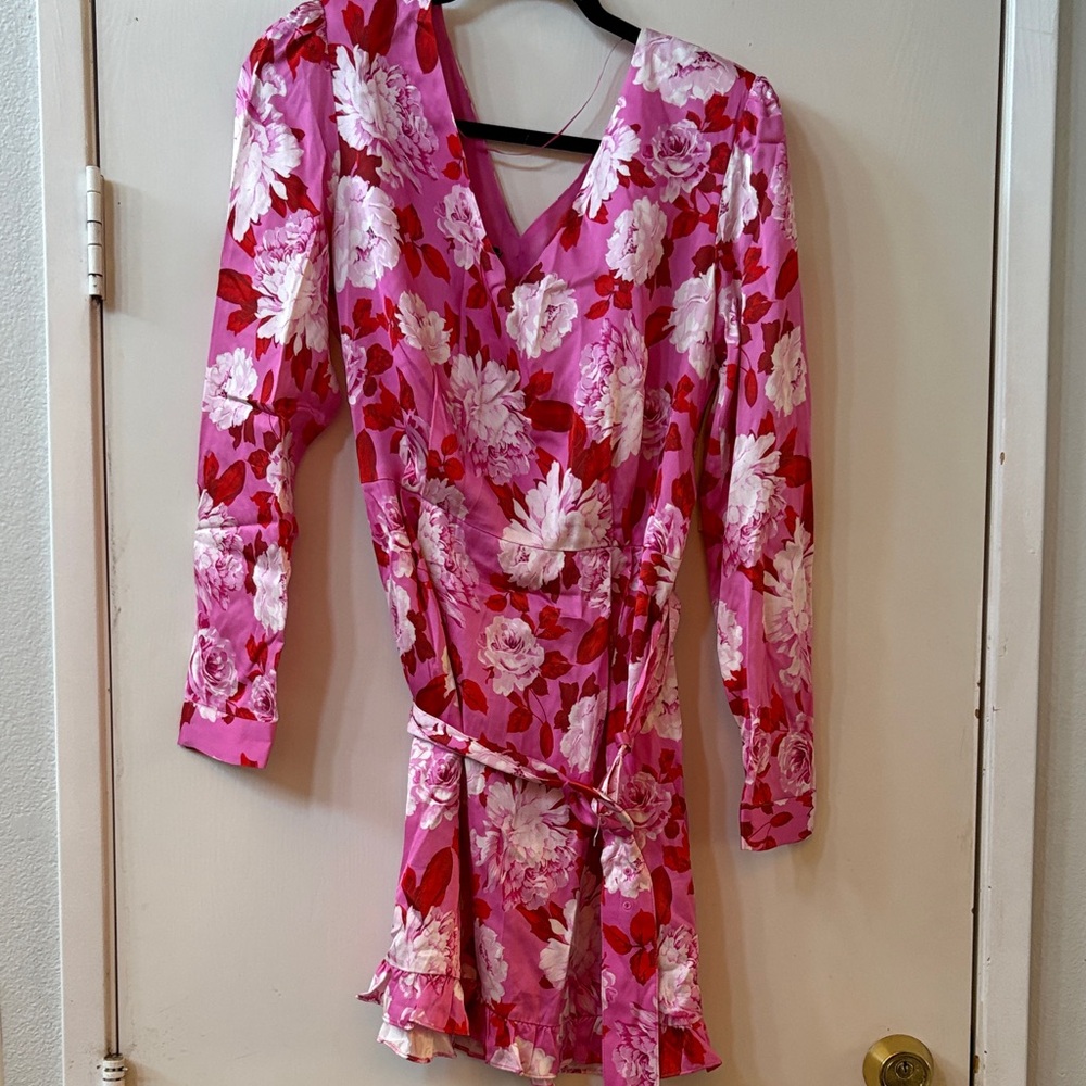 Guess Pink Floral Long Sleeve Dress